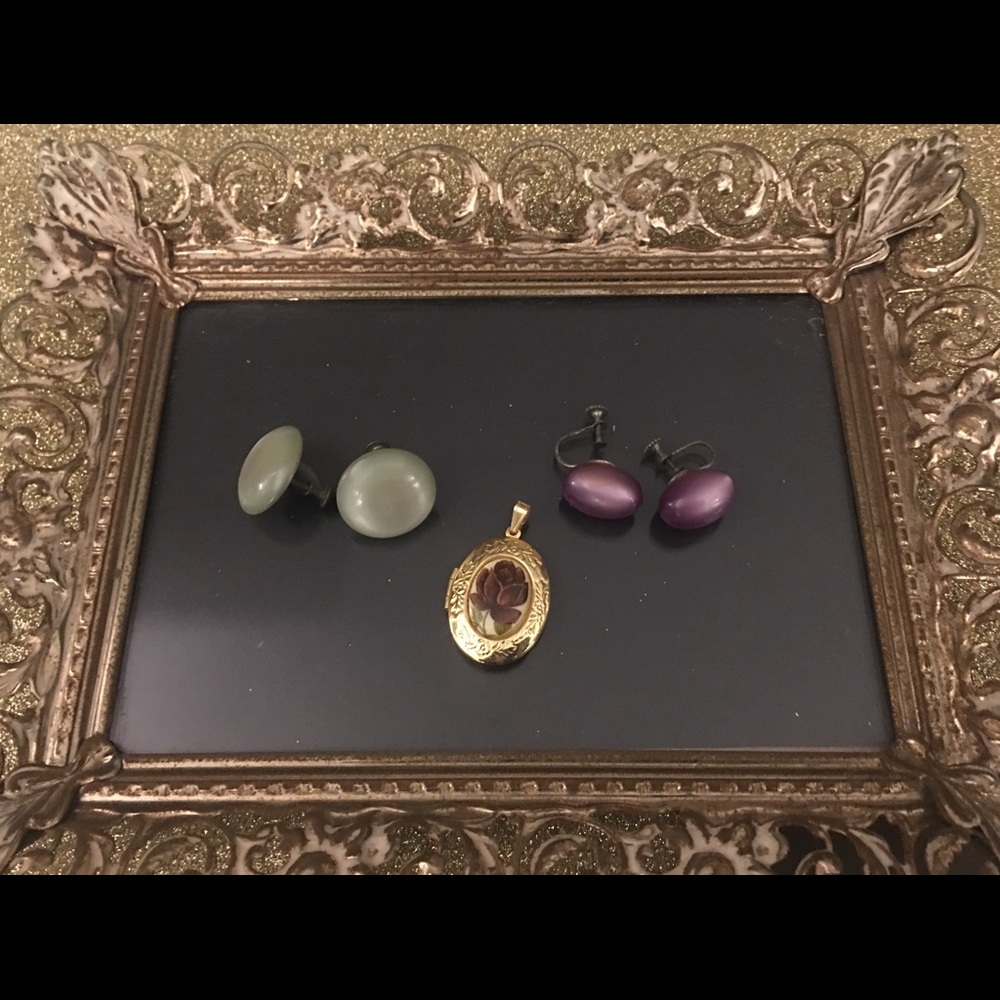 ANTIQUE, VINTAGE earrings with locket (Lot of 3)
